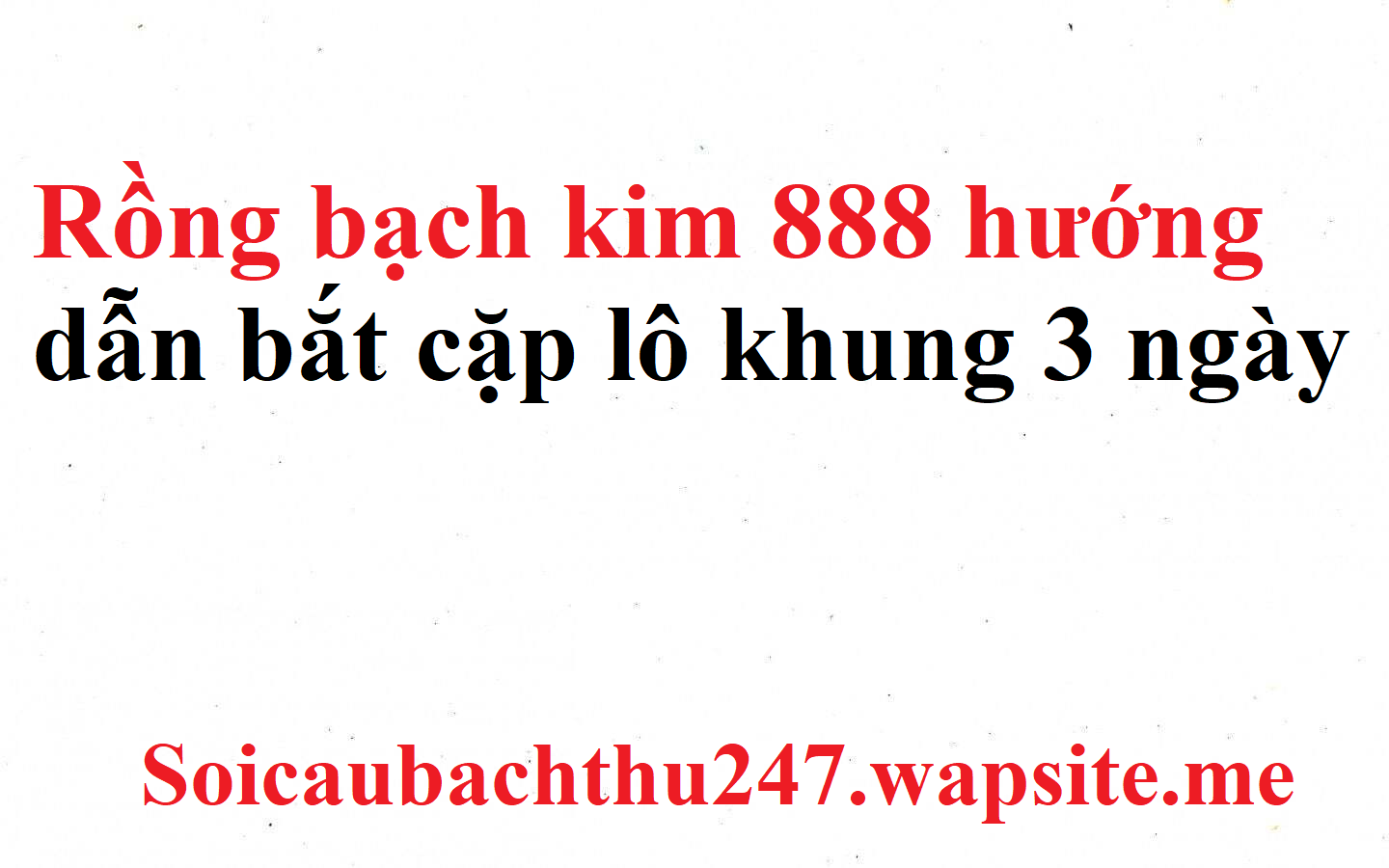 Rồng bạch kim 888 hướng dẫn bắt cặp lô khung 3 ngày
